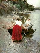 Anders Zorn femme au jupon rouge Sweden oil painting artist